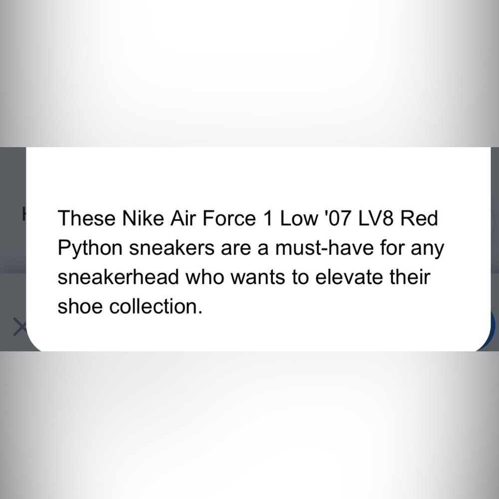 NIKE AIR FORCE 1 RED & WHITE CROC SKIN STYLE 718152-600 ATHLETIC SNEAKERS SHOES - Picture 12 of 12